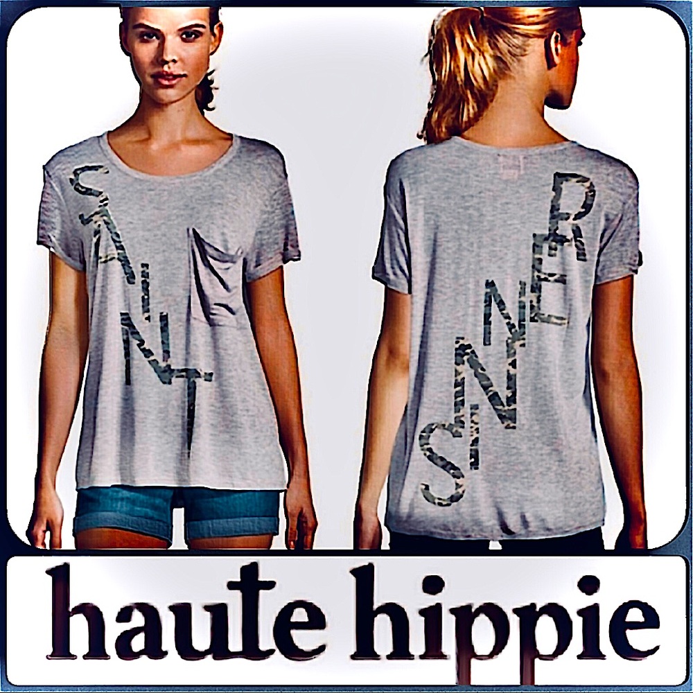 HauteHippie Saint/Sinner Camo T-shirt - Picture 1 of 14